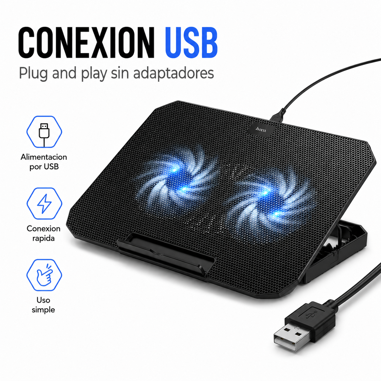 Base Enfriadora Notebook Hasta 17 Pulgadas Usb Con Led-3