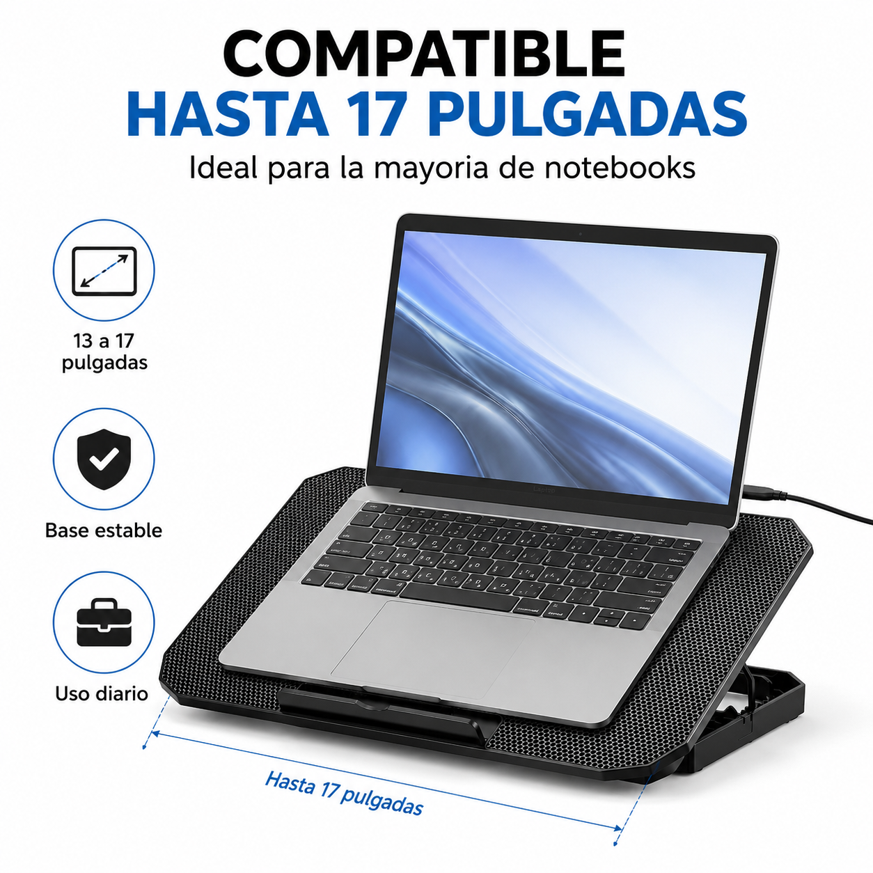 Base Enfriadora Notebook Hasta 17 Pulgadas Usb Con Led-4