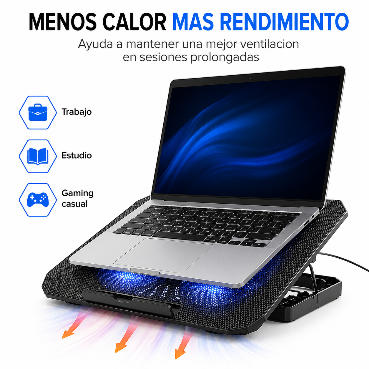 Base Enfriadora Notebook Hasta 17 Pulgadas Usb Con Led-5