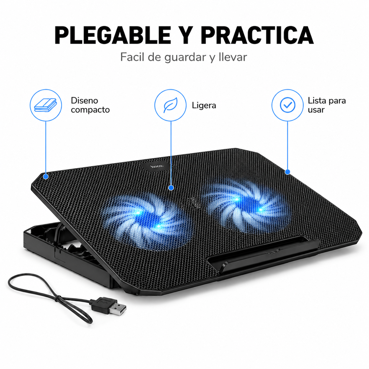 Base Enfriadora Notebook Hasta 17 Pulgadas Usb Con Led-6