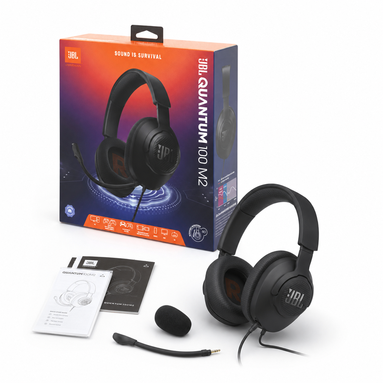 Headset Gamer JBL Quantum 100M2 Microfono Desmontable-2