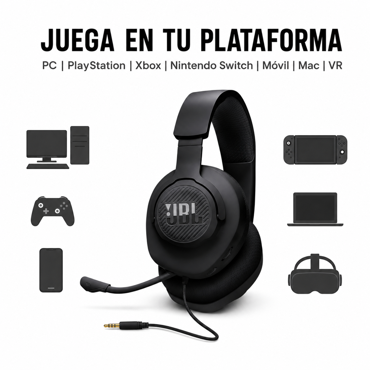 Headset Gamer JBL Quantum 100M2 Microfono Desmontable-3