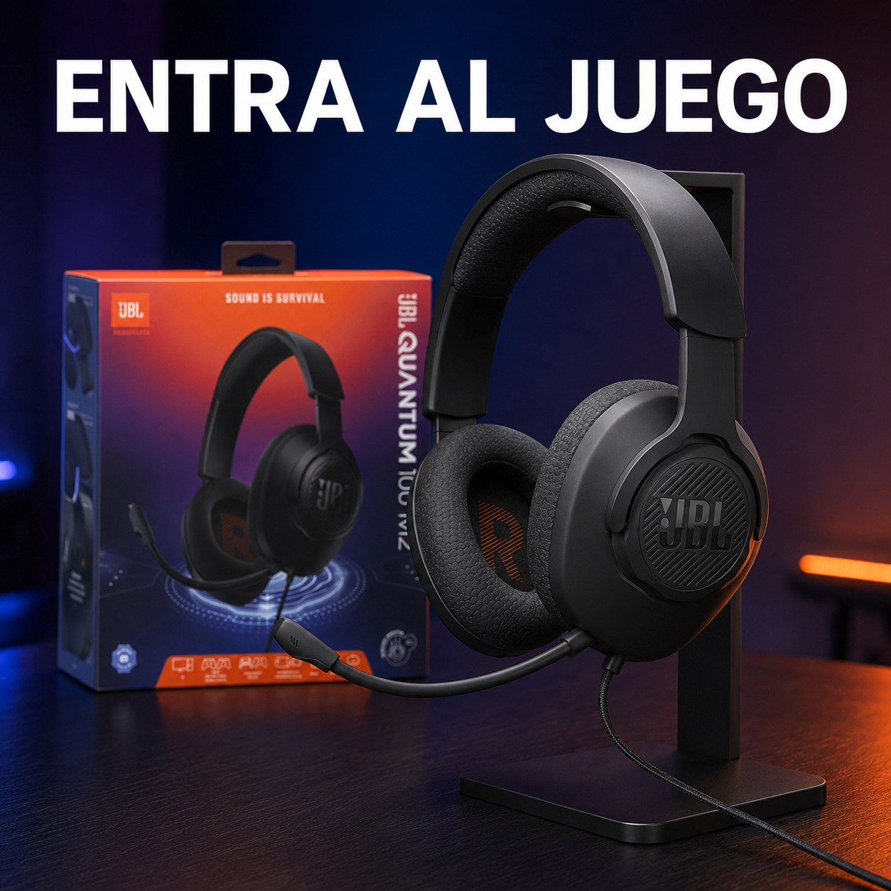 Headset Gamer JBL Quantum 100M2 Microfono Desmontable-8