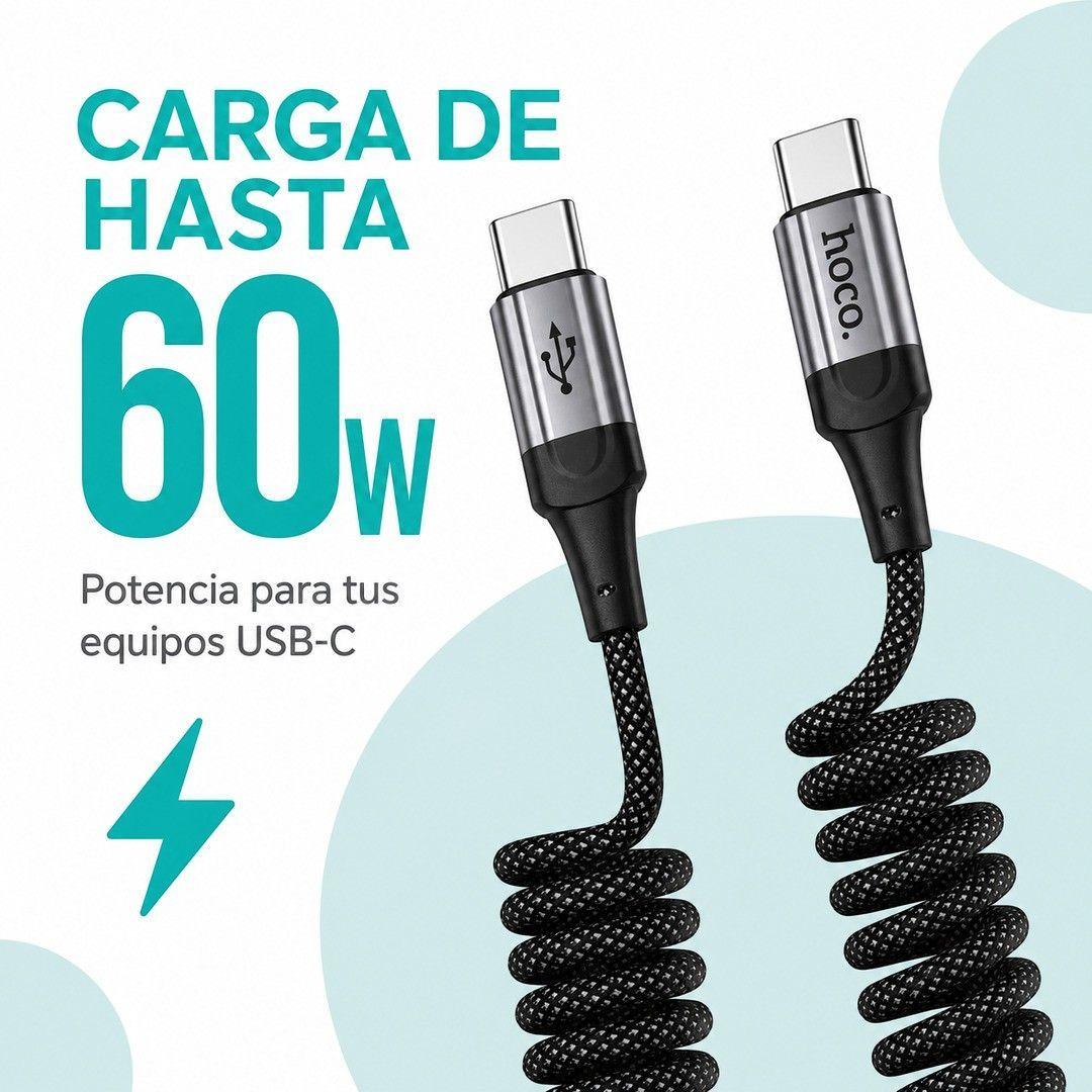 Cable USB C A USB C Espiral 60W 1 5m Hoco X121-2