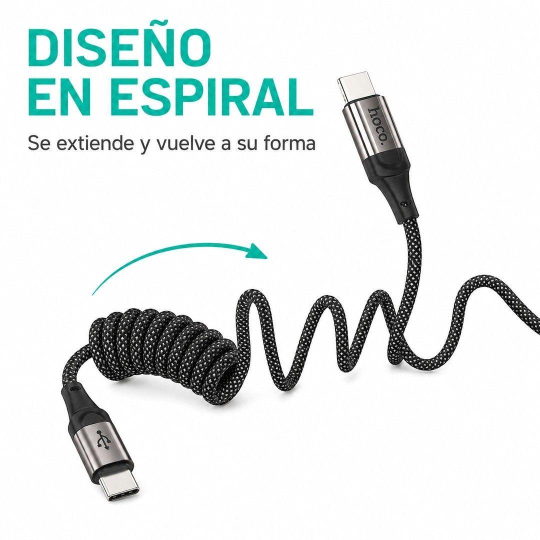 Cable USB C A USB C Espiral 60W 1 5m Hoco X121-3