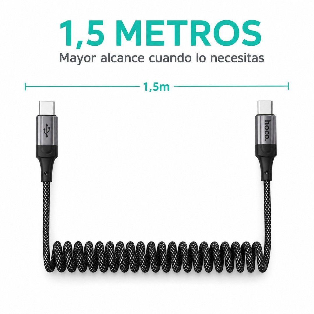 Cable USB C A USB C Espiral 60W 1 5m Hoco X121-4