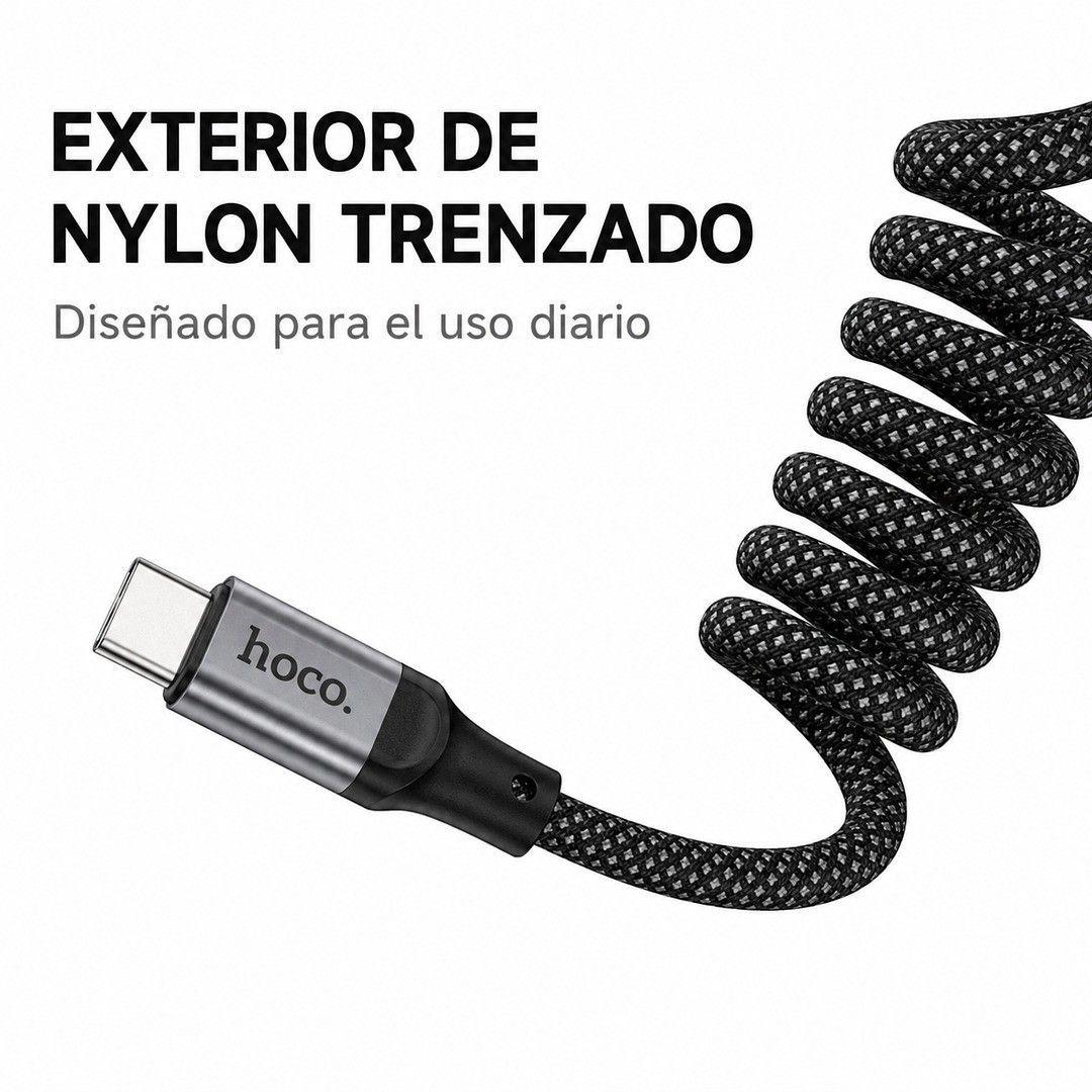 Cable USB C A USB C Espiral 60W 1 5m Hoco X121-7