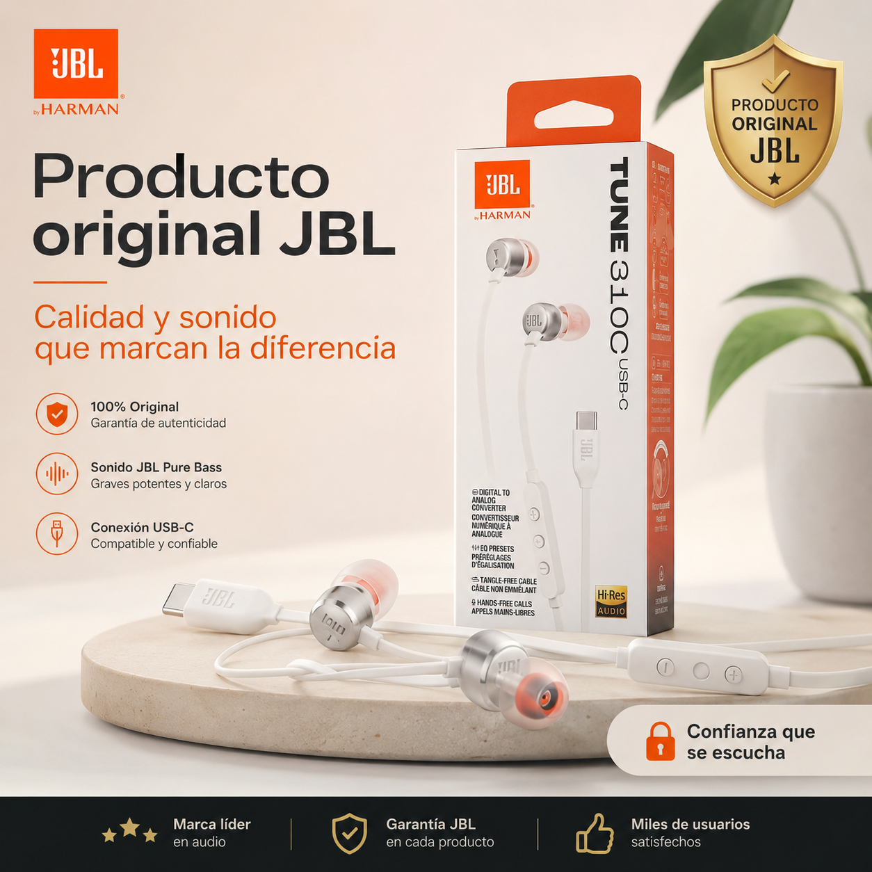 Aud fonos JBL Tune 310C USB C Hi Res Audio Originales-6