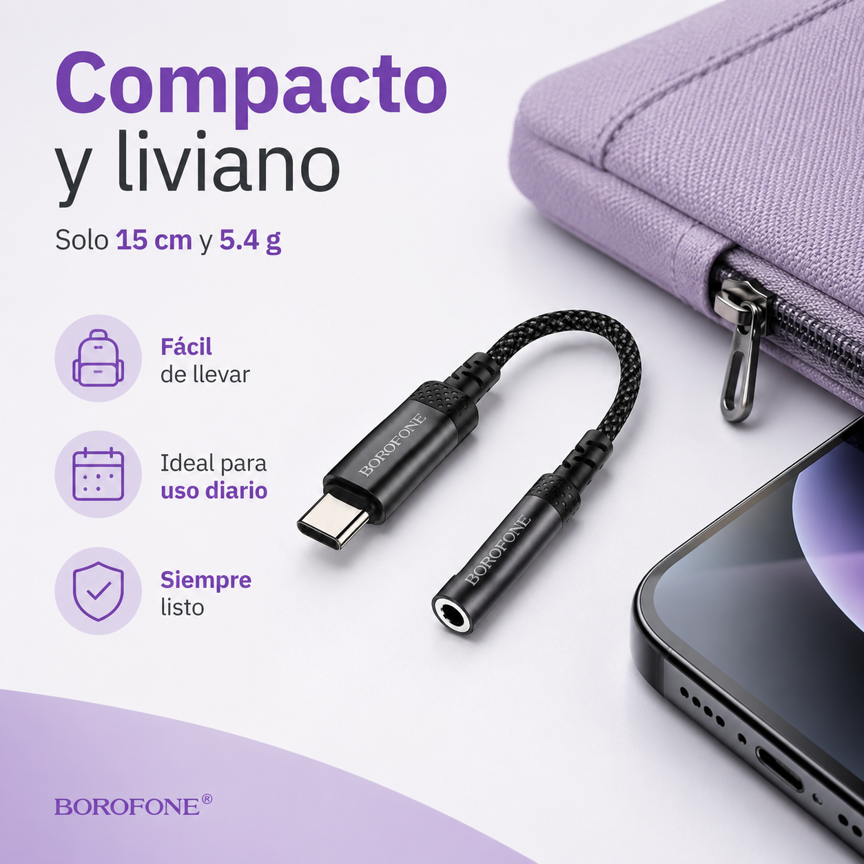 Cable Adaptador USB C A 3 5mm Borofone BV24-8