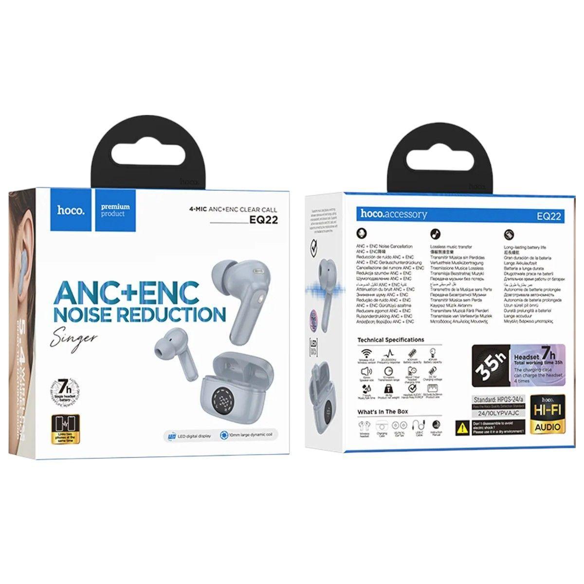 Audífonos Hoco EQ22 Singer Azul – TWS con ANC+ENC-2