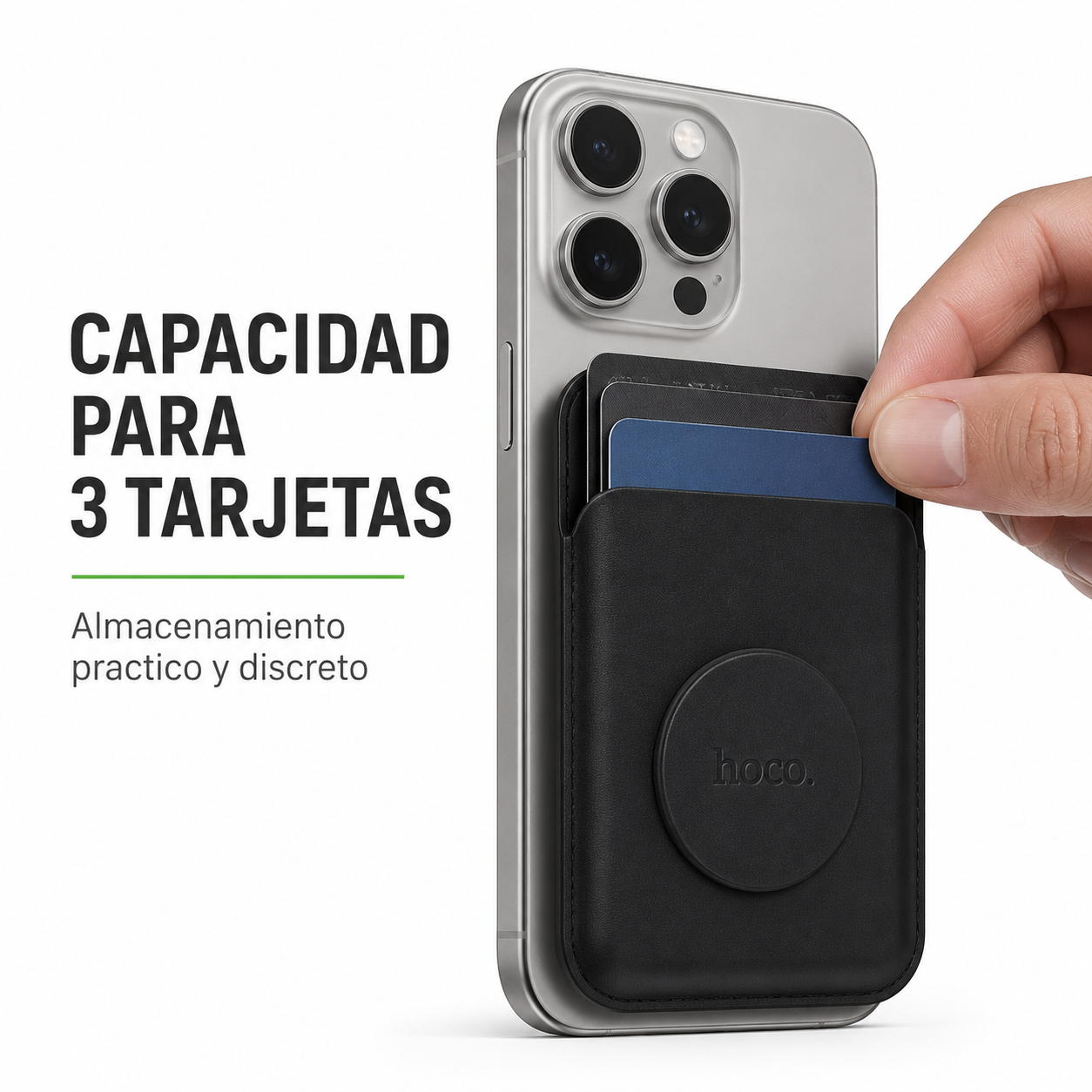 Tarjetero Magnetico Hoco GT6 Compatible MagSafe Para 3 Tarjetas-3