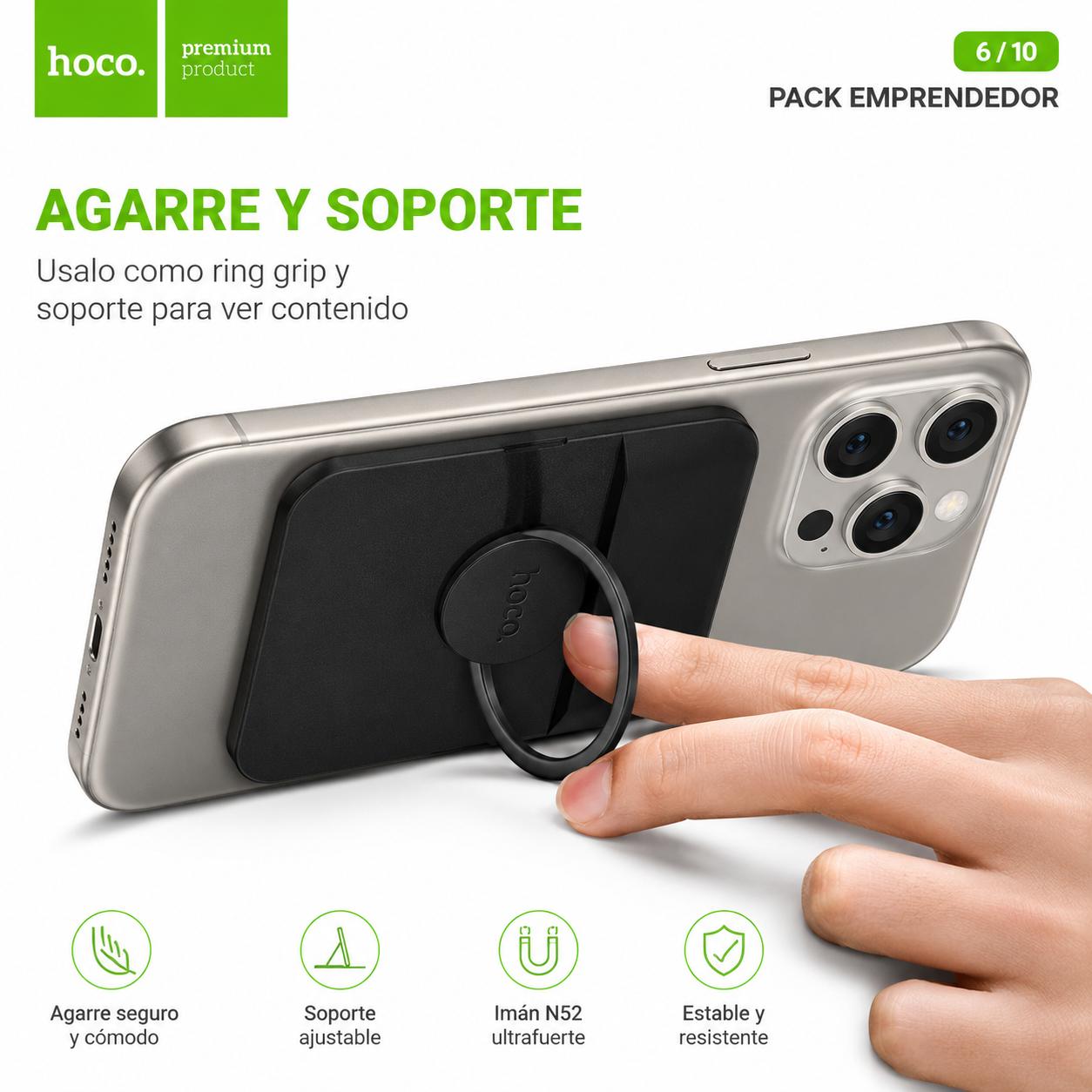 Tarjetero Magnetico Hoco GT6 Compatible MagSafe Para 3 Tarjetas-5