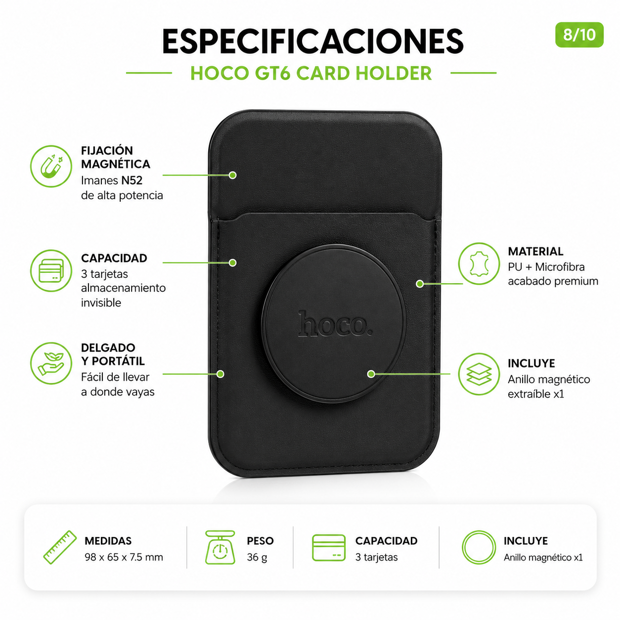 Tarjetero Magnetico Hoco GT6 Compatible MagSafe Para 3 Tarjetas-7