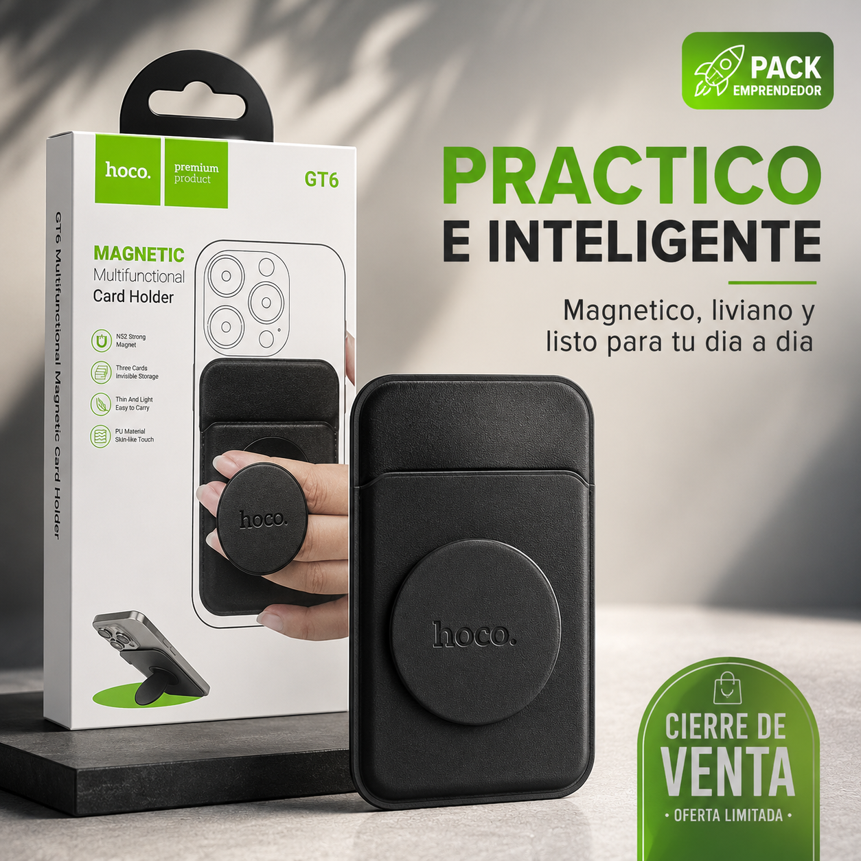 Tarjetero Magnetico Hoco GT6 Compatible MagSafe Para 3 Tarjetas-9