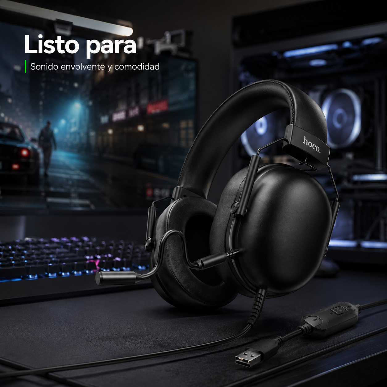 Audifonos Gamer USB 7 1 Microfono PC PS4 PS5 Hoco W113-8
