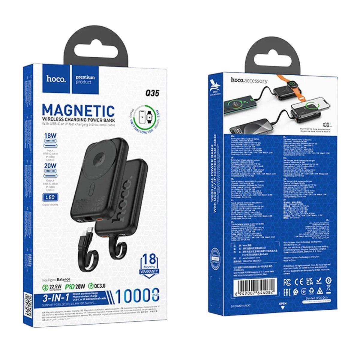 Powerbank Hoco Q35 Magnético 10000mAh Carga Rápida PD20W-3