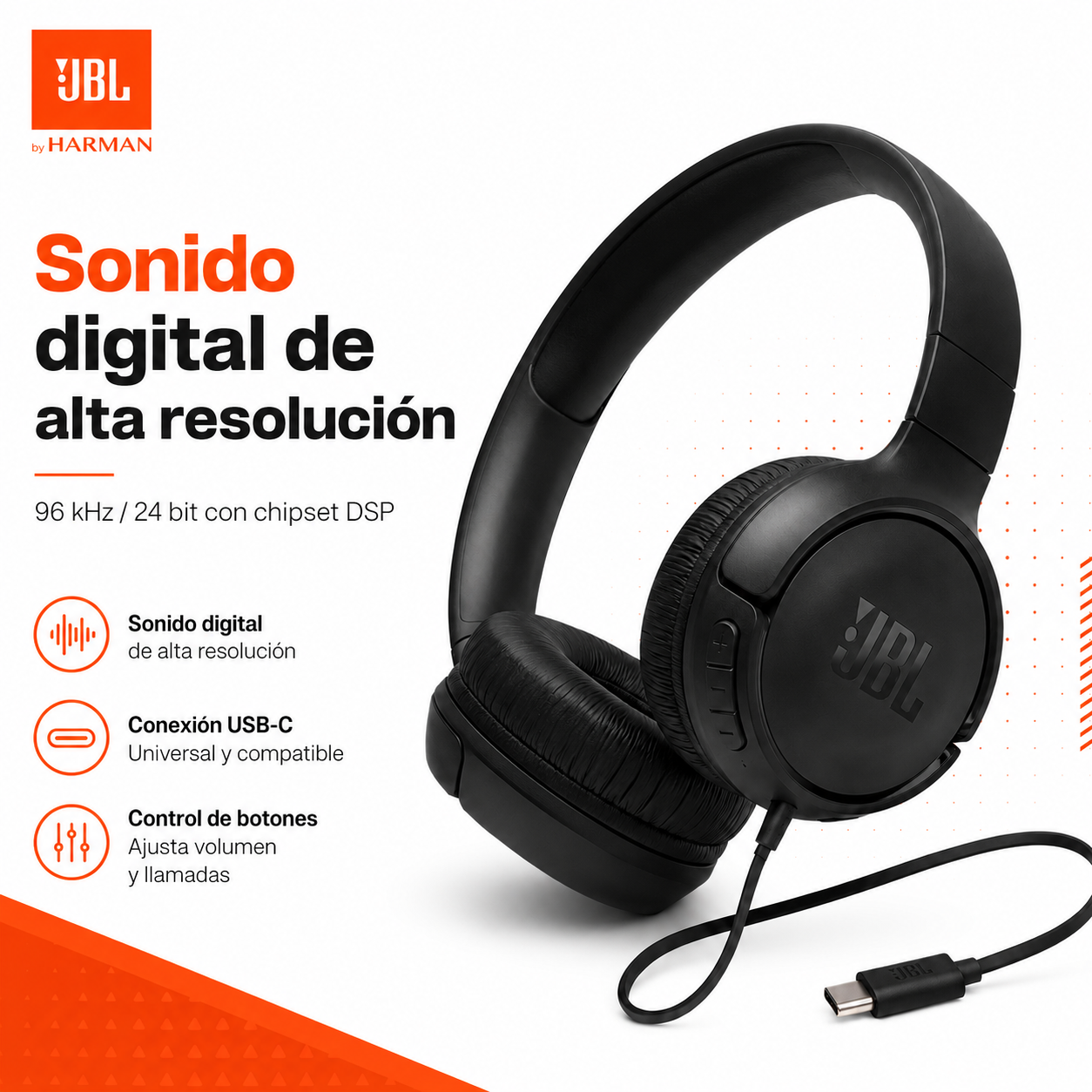 JBL Tune 520 USB C Audifonos Tipo C Originales Con Microfono-2