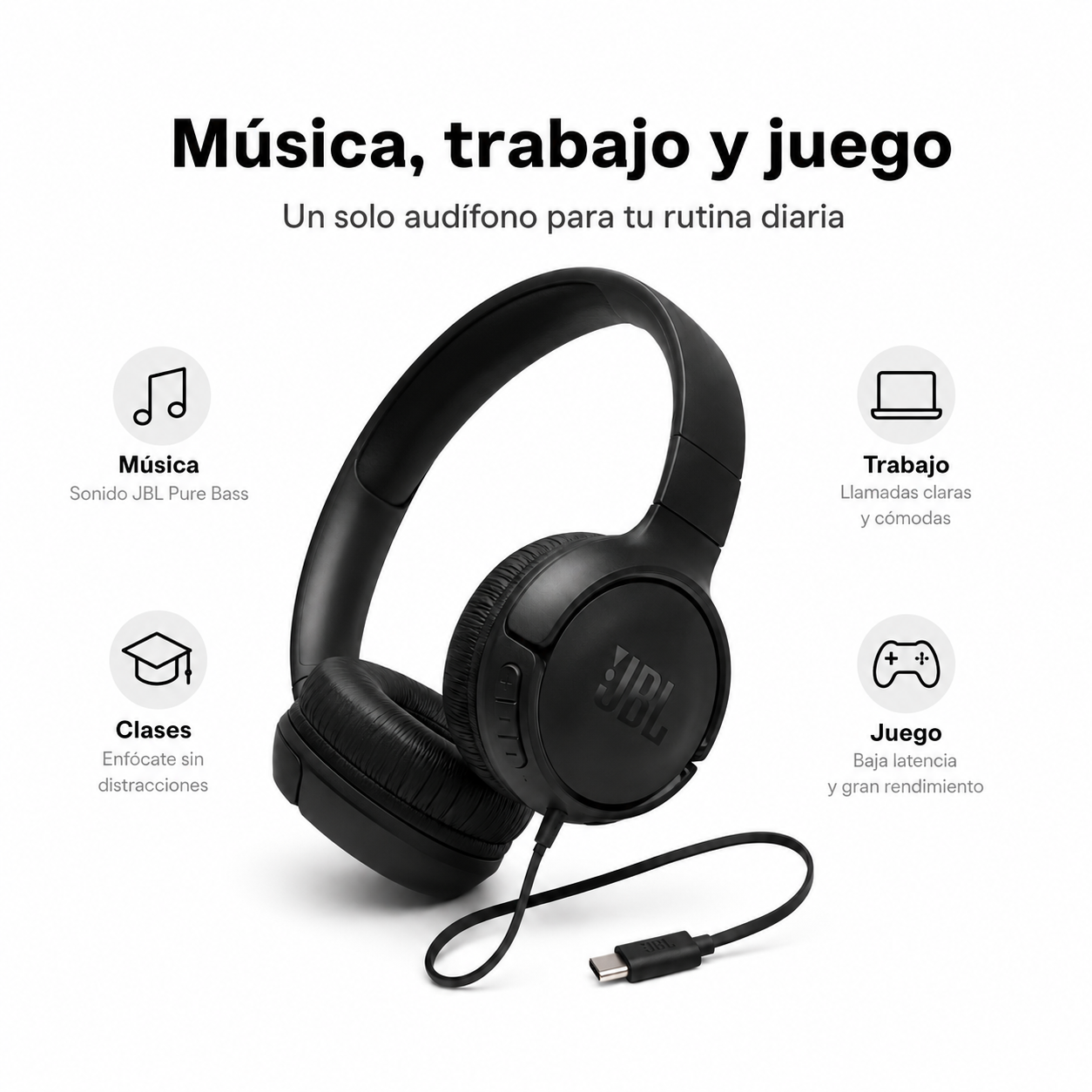 JBL Tune 520 USB C Audifonos Tipo C Originales Con Microfono-6