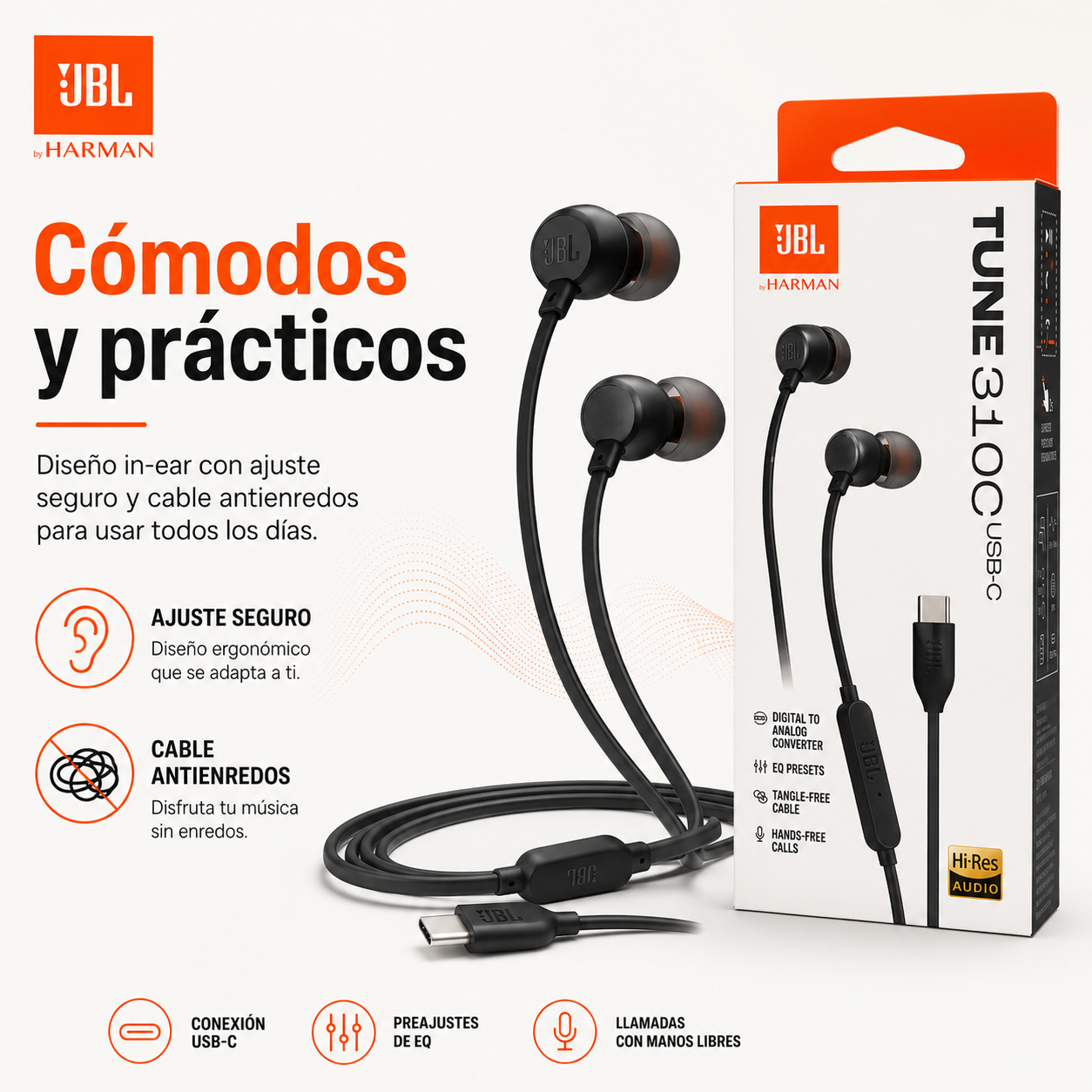 Aud fonos JBL Tune 310C Con Cable USB C Pure Bass-5