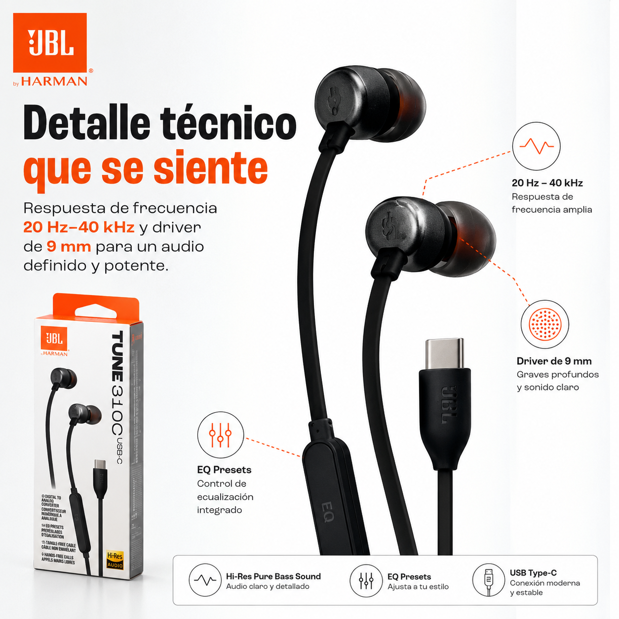 Aud fonos JBL Tune 310C Con Cable USB C Pure Bass-6