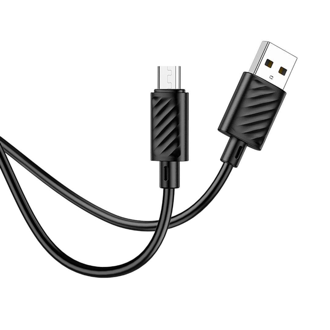 Cable Hoco X88 Gratified Micro‑USB 2 m 2.4 A Negro – Resistente y Rápido-1