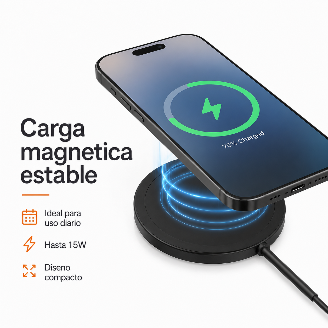 Cargador Inalambrico Hoco CW52 15W Para iPhone MagSafe-5