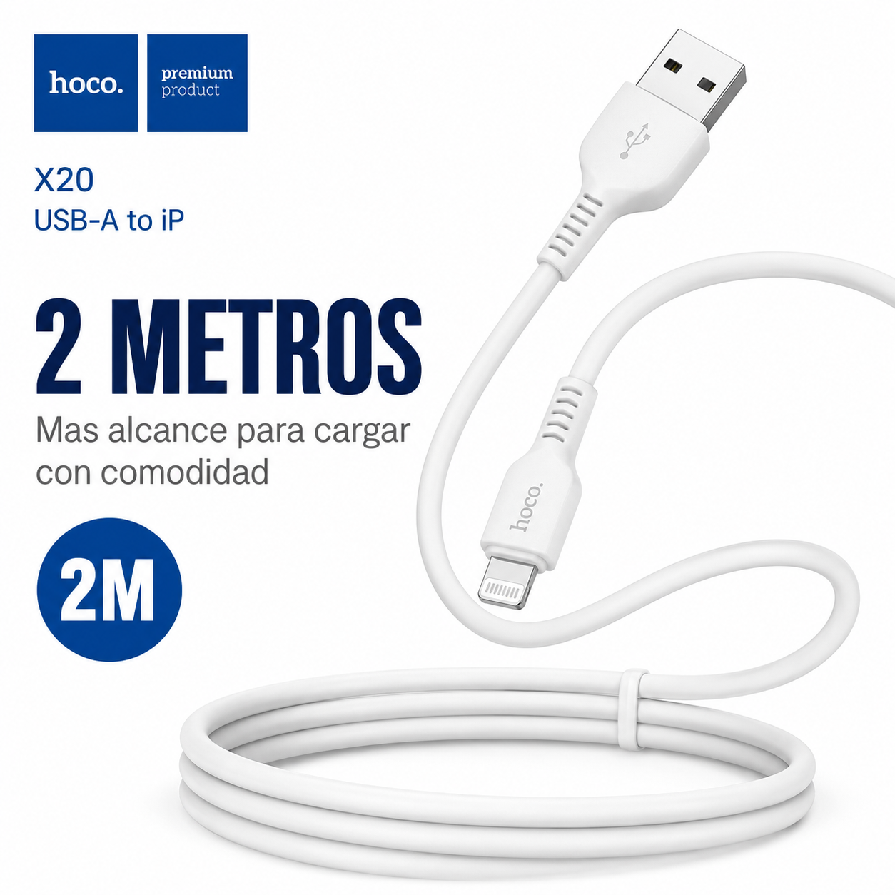 Cable USB A A Lightning Hoco X20 2M Carga Y Datos-2