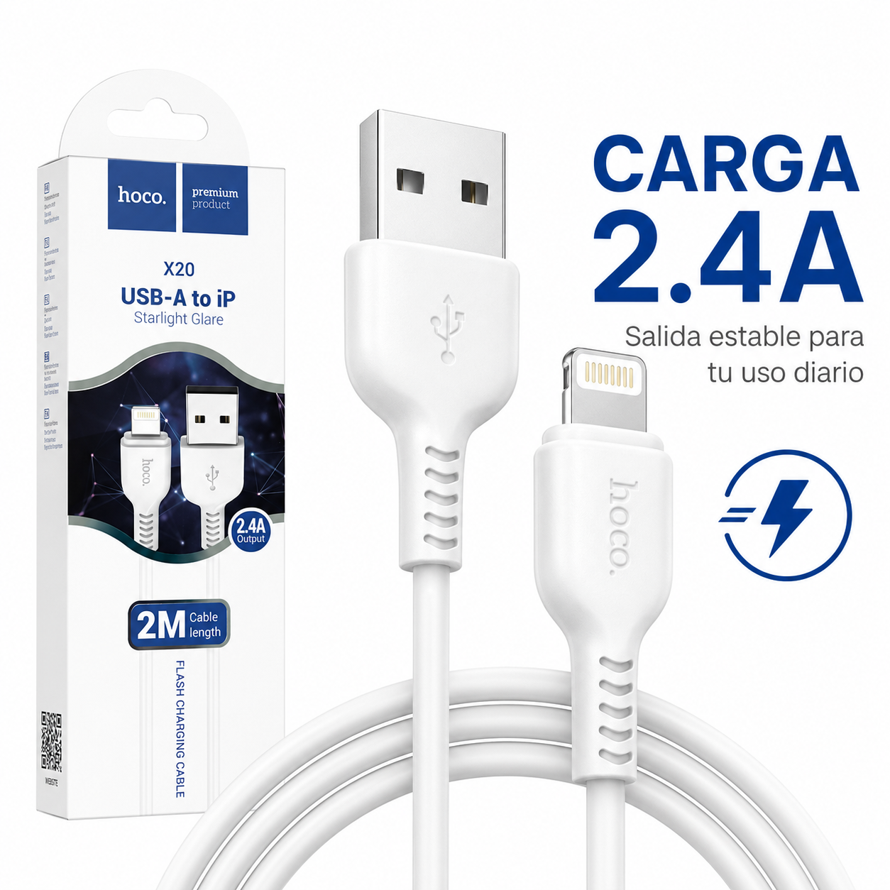 Cable USB A A Lightning Hoco X20 2M Carga Y Datos-3