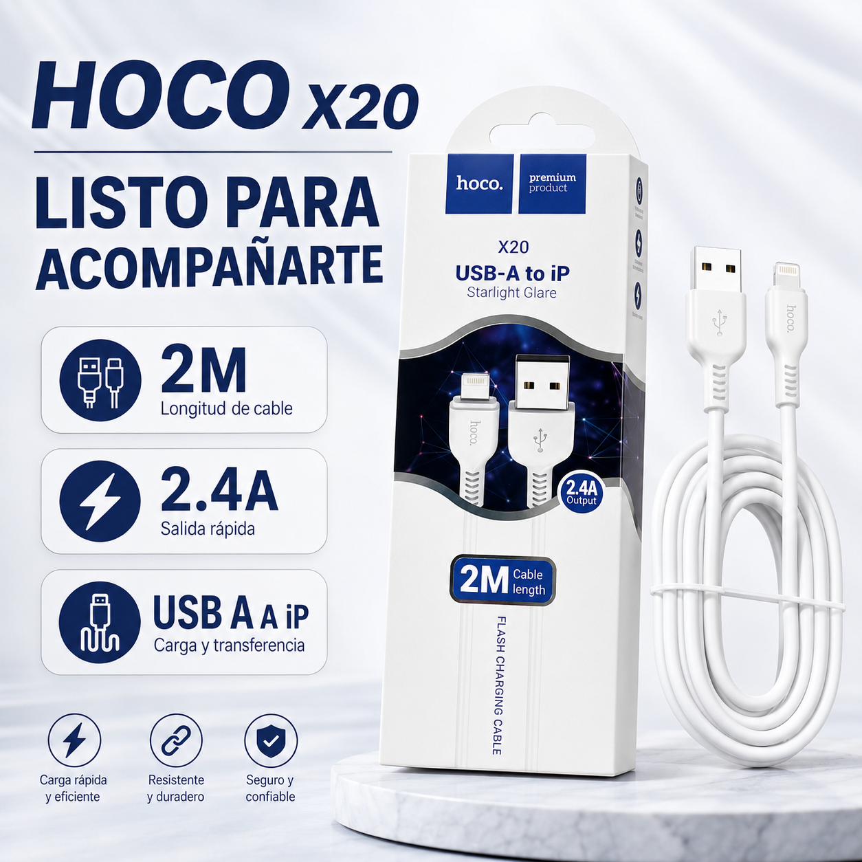Cable USB A A Lightning Hoco X20 2M Carga Y Datos-9