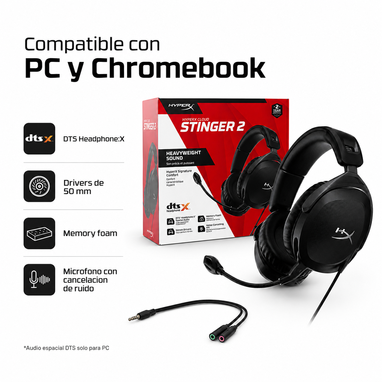 Audifonos Gamer HyperX Cloud Stinger 2 DTS X PC-7