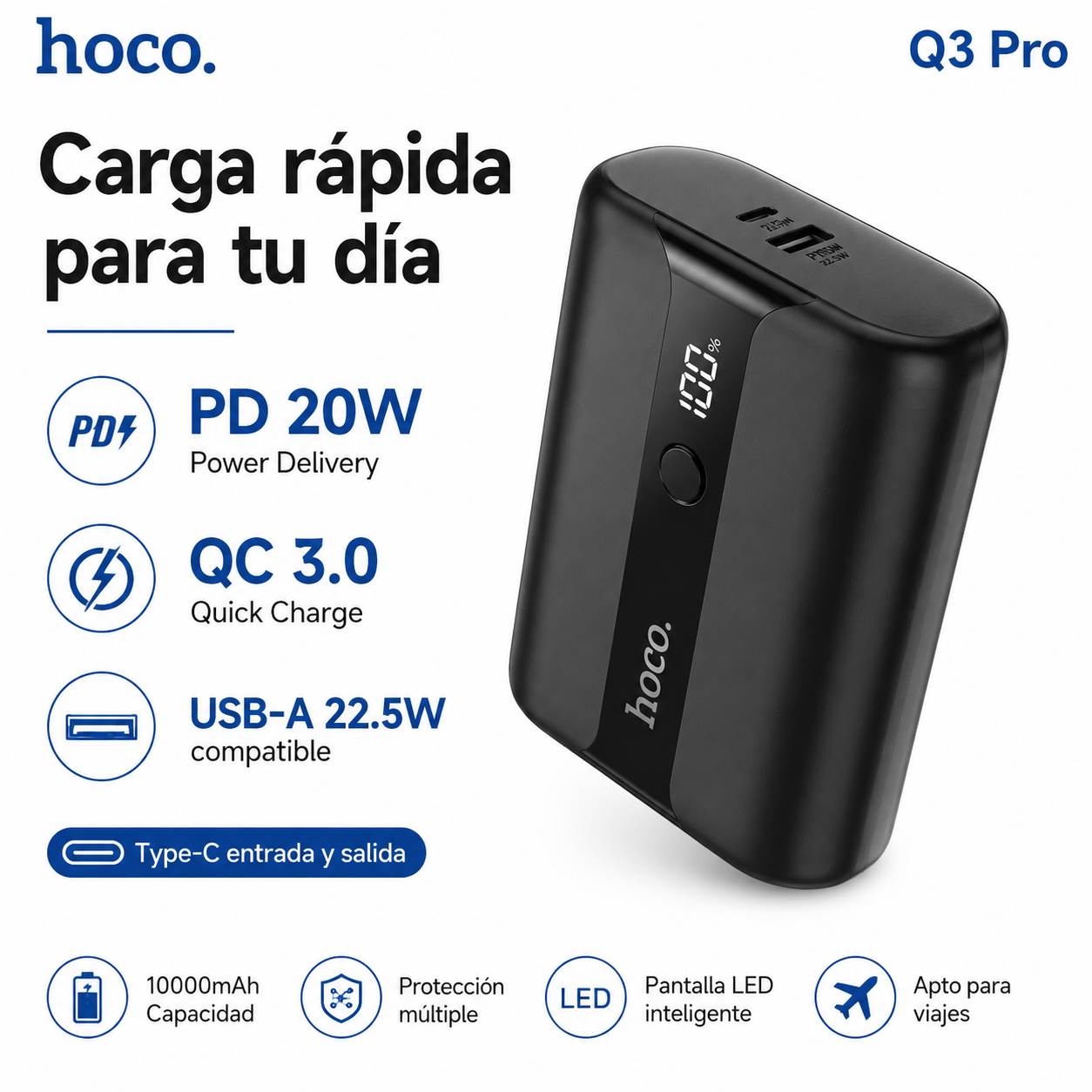 Bateria Externa Power Bank Hoco Q3 Pro 10000mah -3
