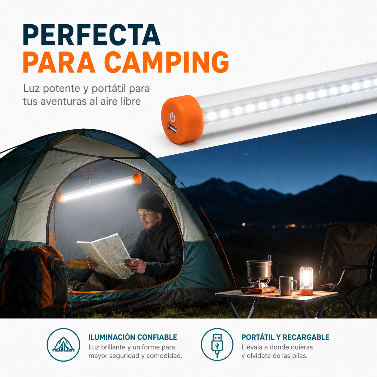 Lampara Led Emergencia Recargable USB 35cm Magnetica-4
