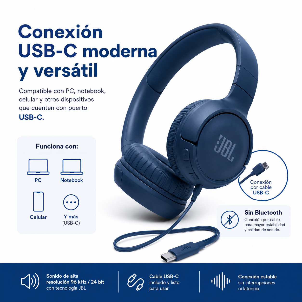 Audifonos JBL Tune 520 Tipo C USB C Hi Res Con Microfono-3