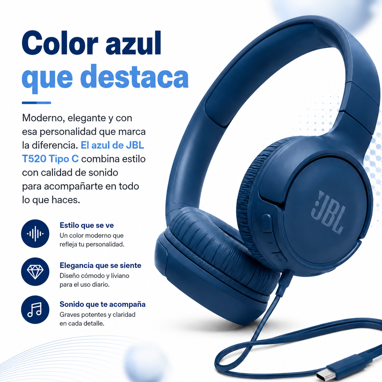 Audifonos JBL Tune 520 Tipo C USB C Hi Res Con Microfono-7
