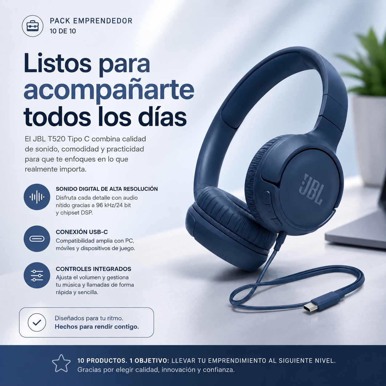 Audifonos JBL Tune 520 Tipo C USB C Hi Res Con Microfono-9