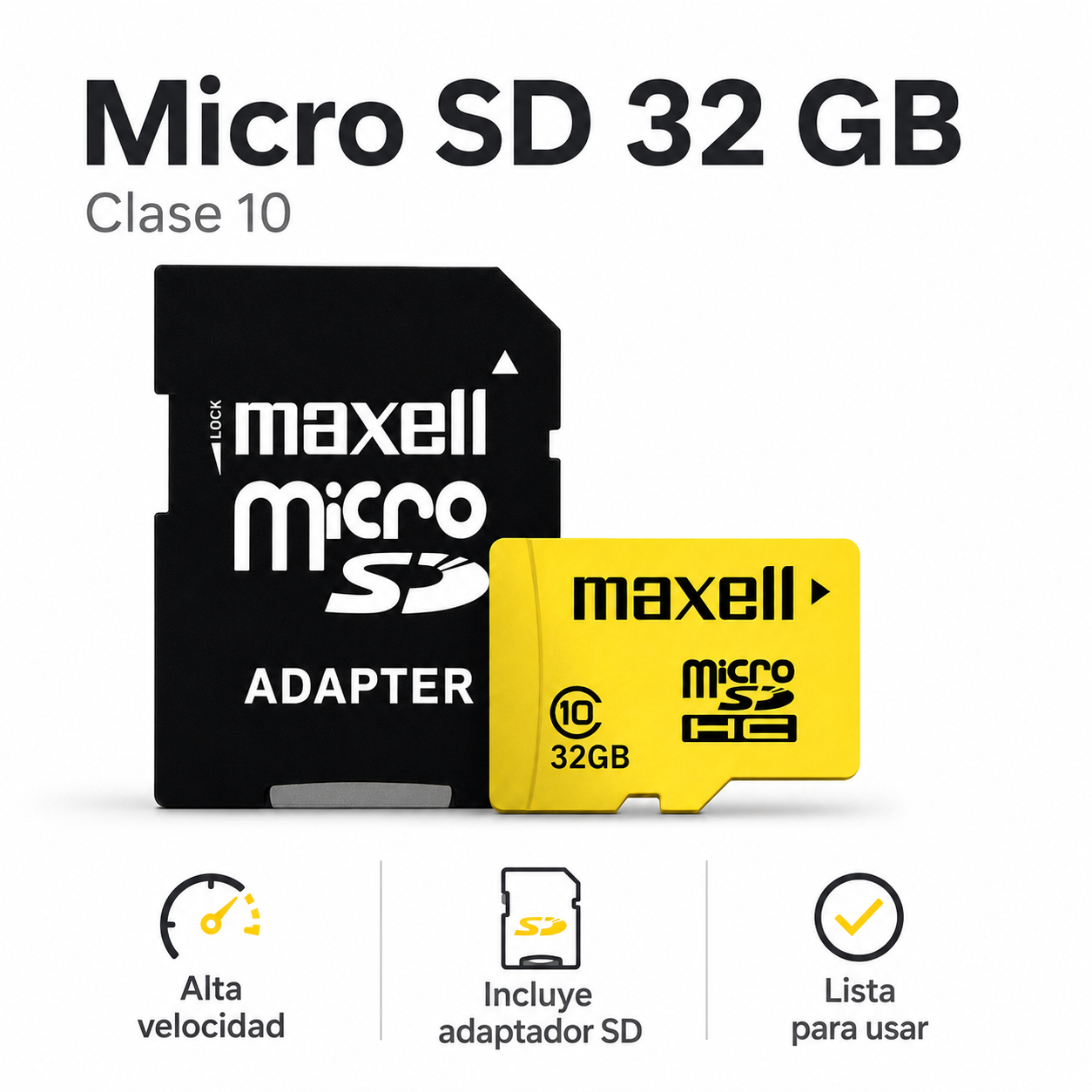 Tarjeta Memoria Micro SD Maxell 32GB Clase 10 Con Adaptador-2