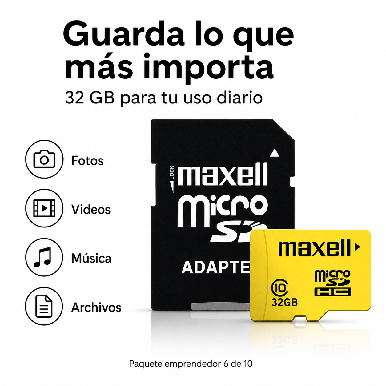 Tarjeta Memoria Micro SD Maxell 32GB Clase 10 Con Adaptador-5