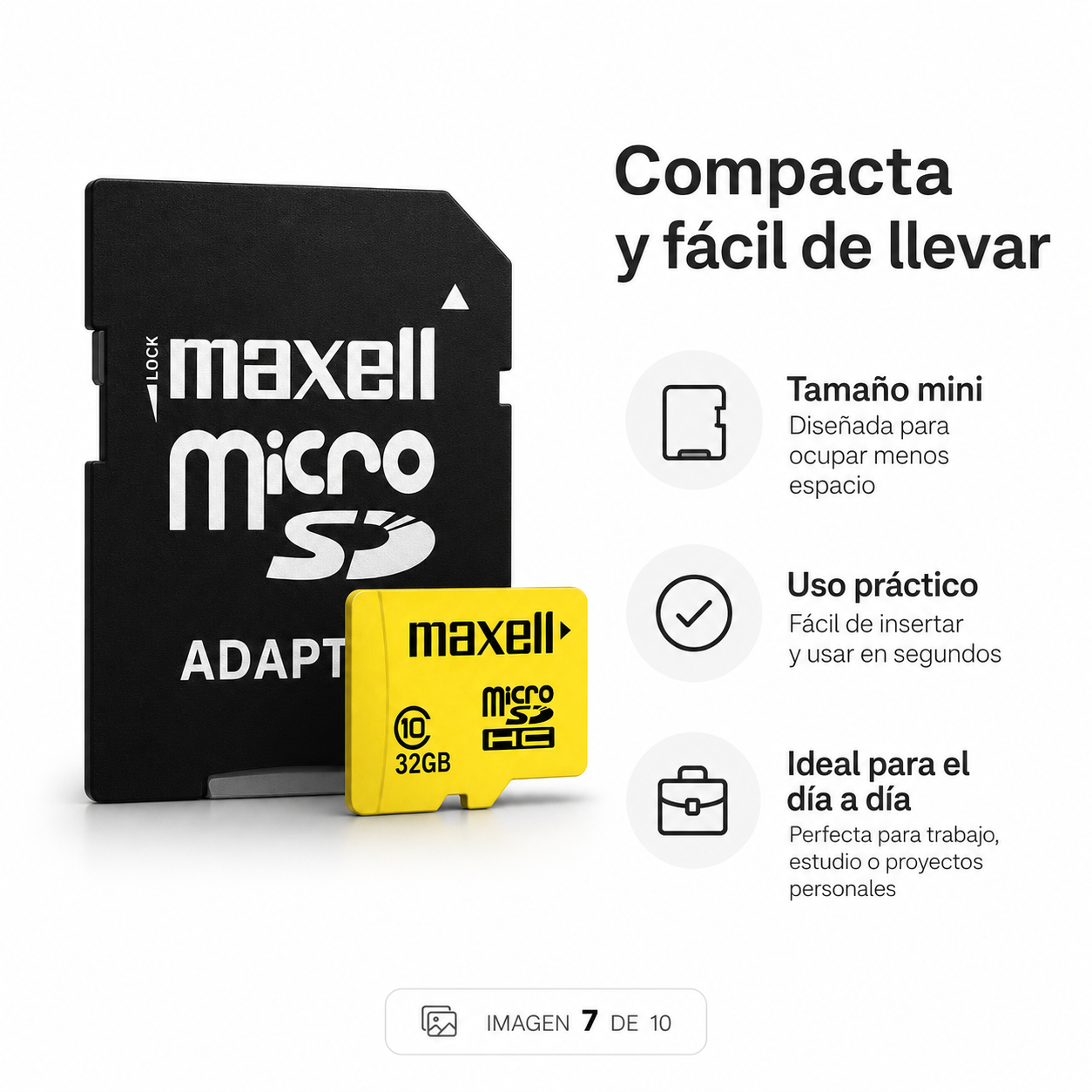 Tarjeta Memoria Micro SD Maxell 32GB Clase 10 Con Adaptador-6