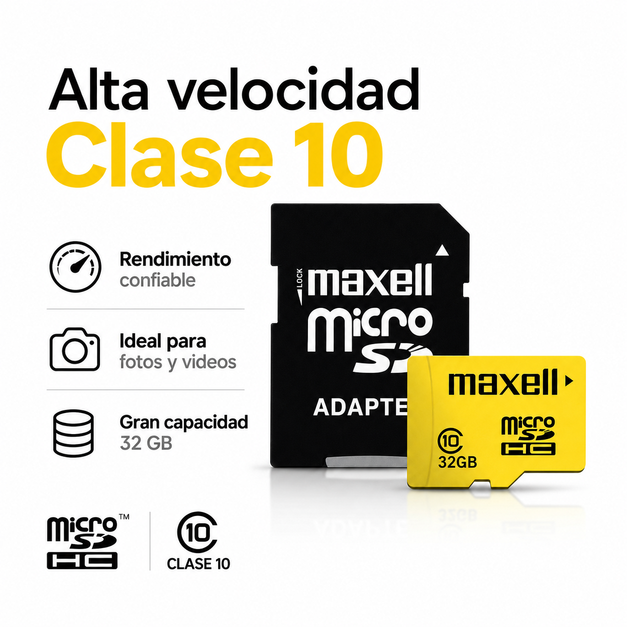 Tarjeta Memoria Micro SD Maxell 32GB Clase 10 Con Adaptador-7