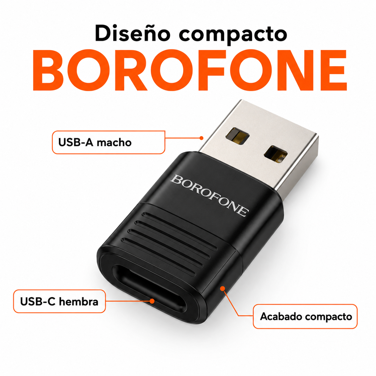 Adaptador USB A Macho A USB C Hembra OTG Borofone-6