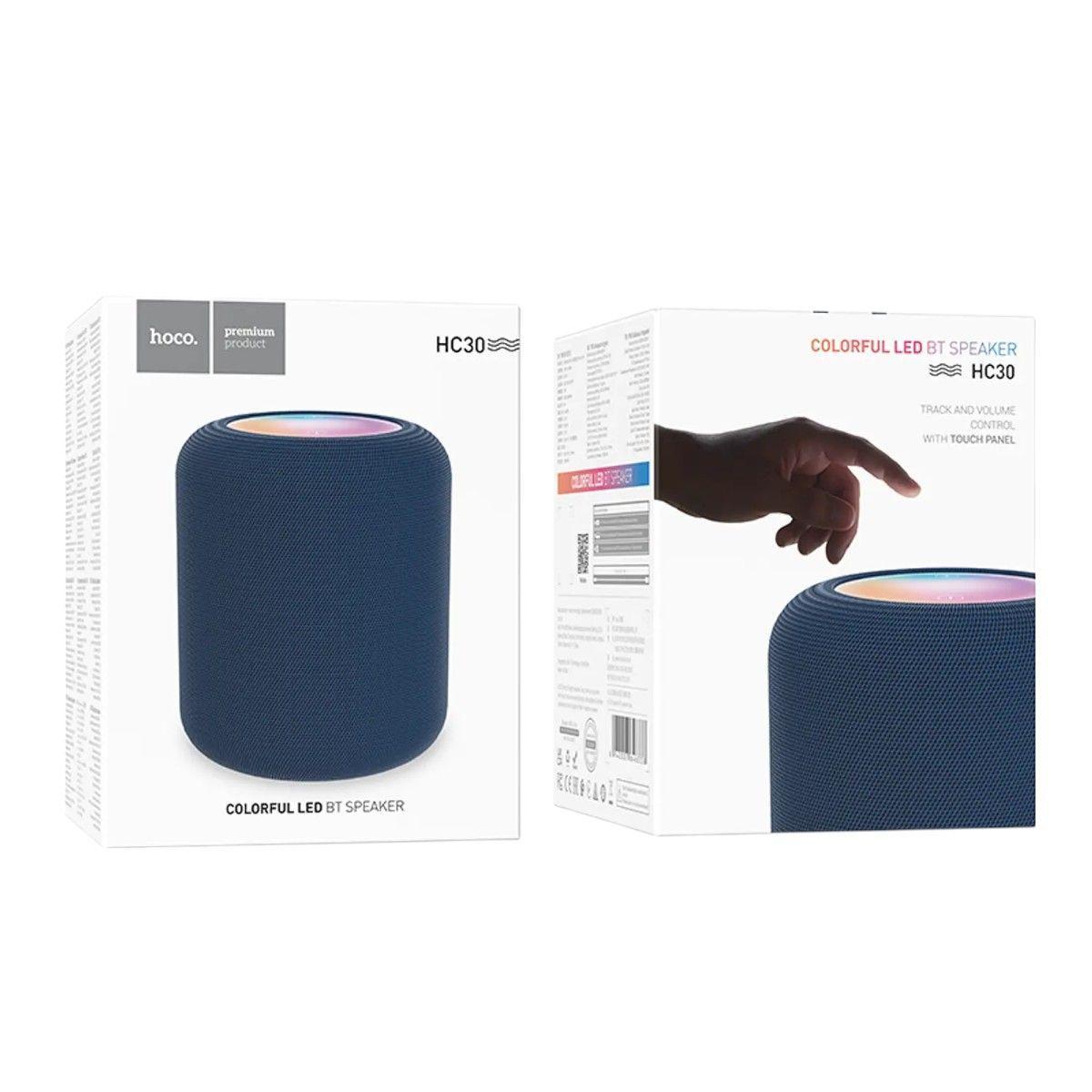 Parlante Hoco HC30 Oceano Azul Bluetooth 5.3 10W con Luces RGB y USB-2