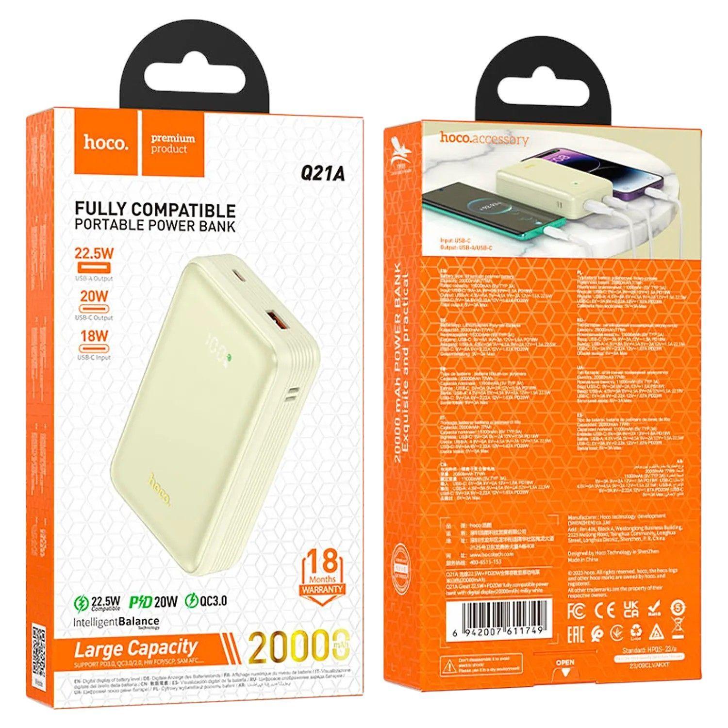 Powerbank Hoco Q21A 20000mAh con Carga Rápida 22.5W y Puerto USB-C-2