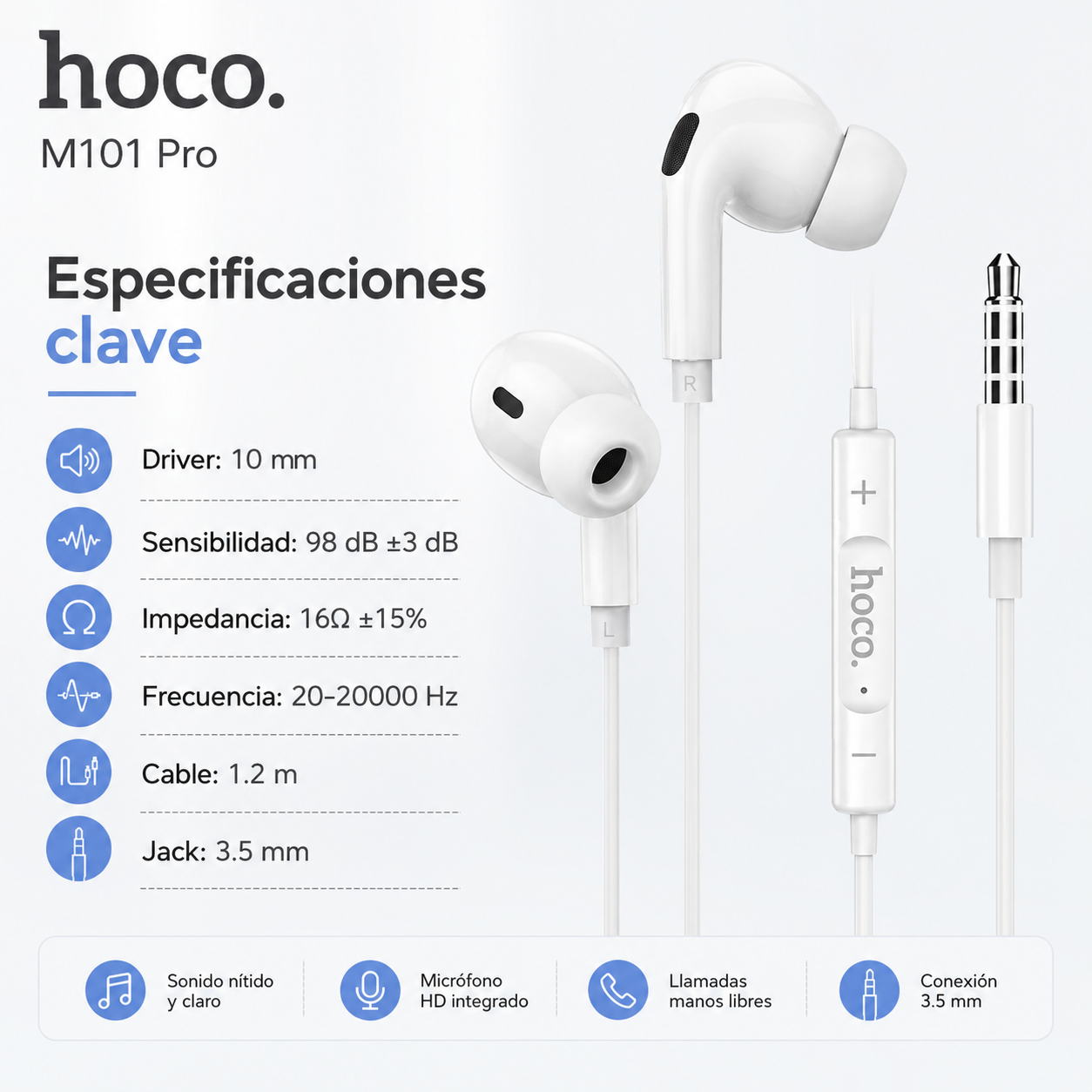 Audifonos In Ear HOCO M101 Pro Con Control Y Microfono-6