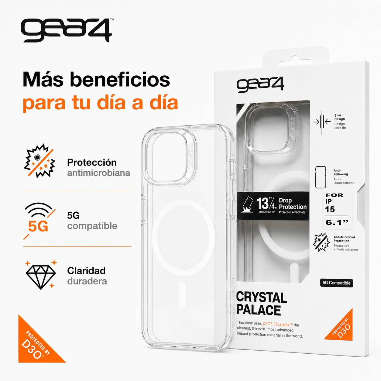 Carcasa Gear4 Crystal Palace Magsafe para iPhone 15-7