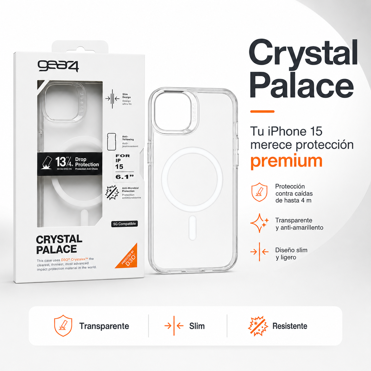 Carcasa Gear4 Crystal Palace Magsafe para iPhone 15-8
