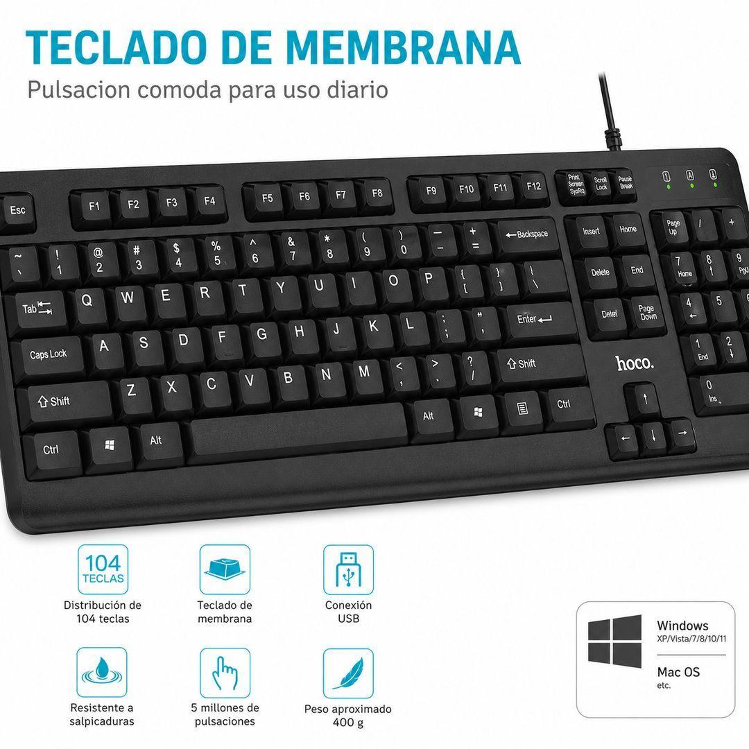 Teclado Cableado USB Numerico Ingles Hoco GM60-3