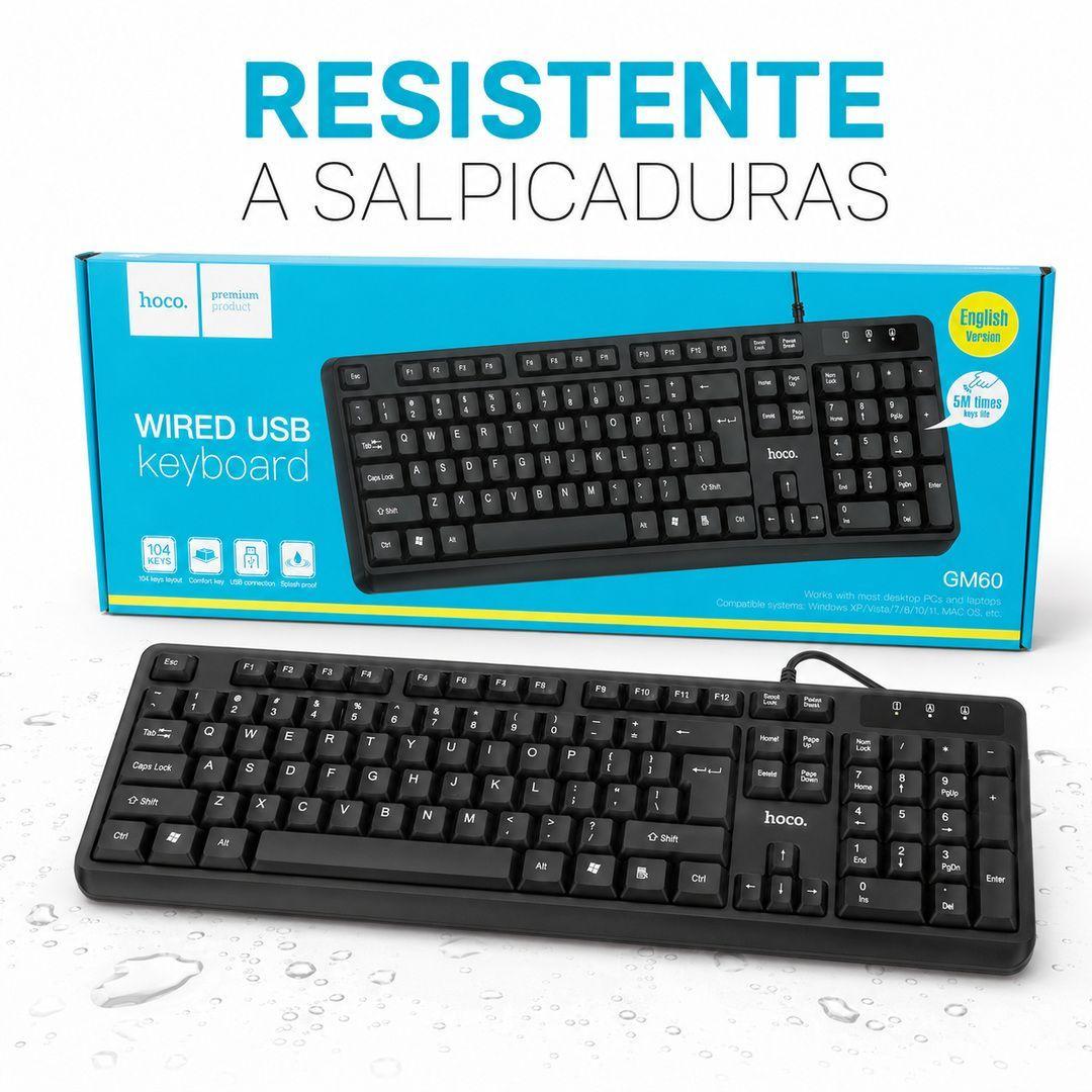Teclado Cableado USB Numerico Ingles Hoco GM60-7
