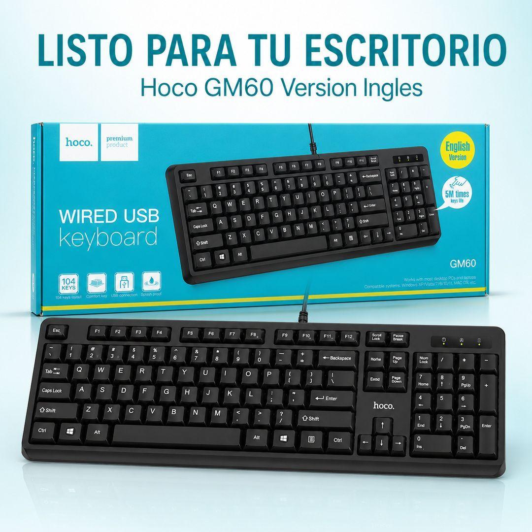 Teclado Cableado USB Numerico Ingles Hoco GM60-9