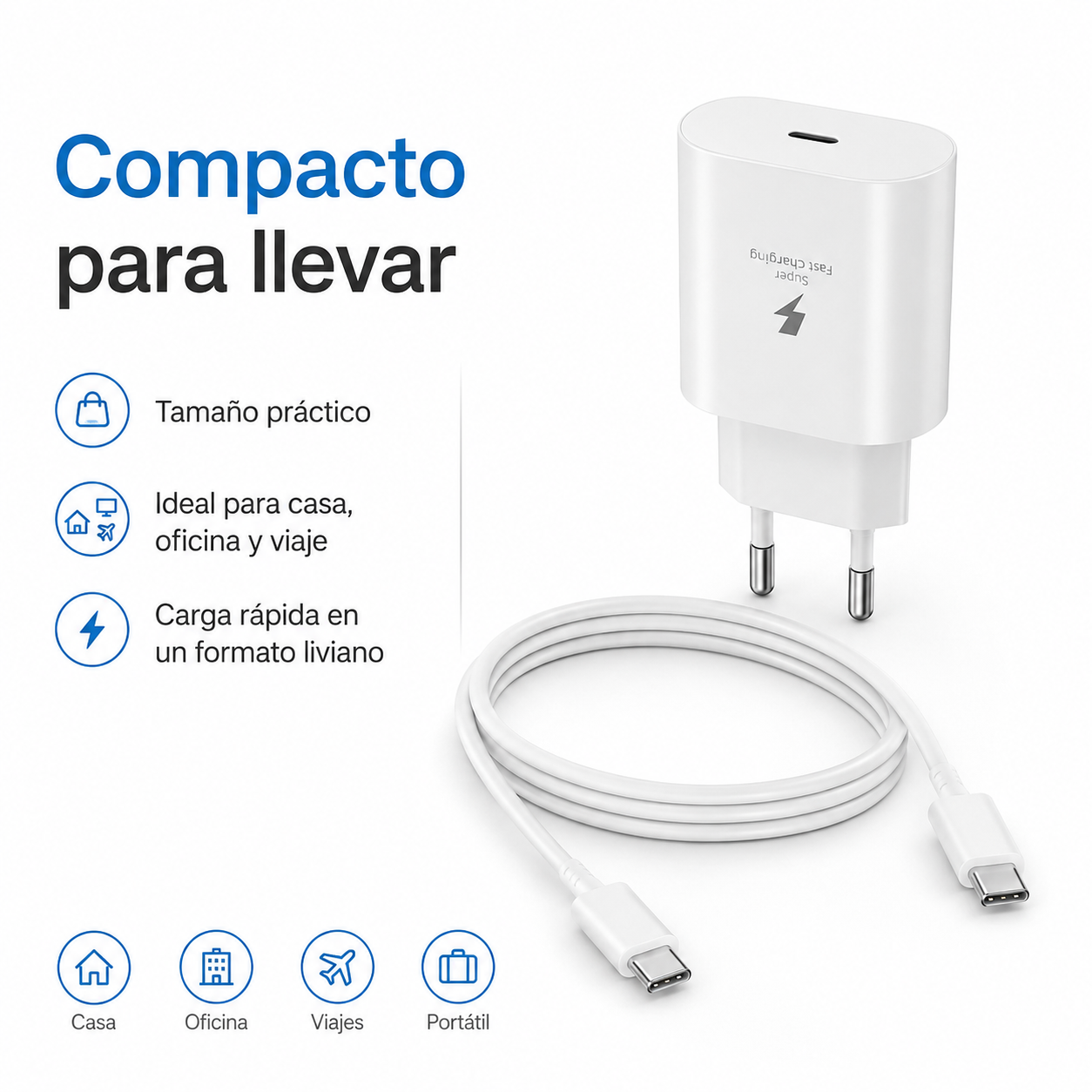 Cargador 25W Power Delivery USB C Con Cable Tipo C-4