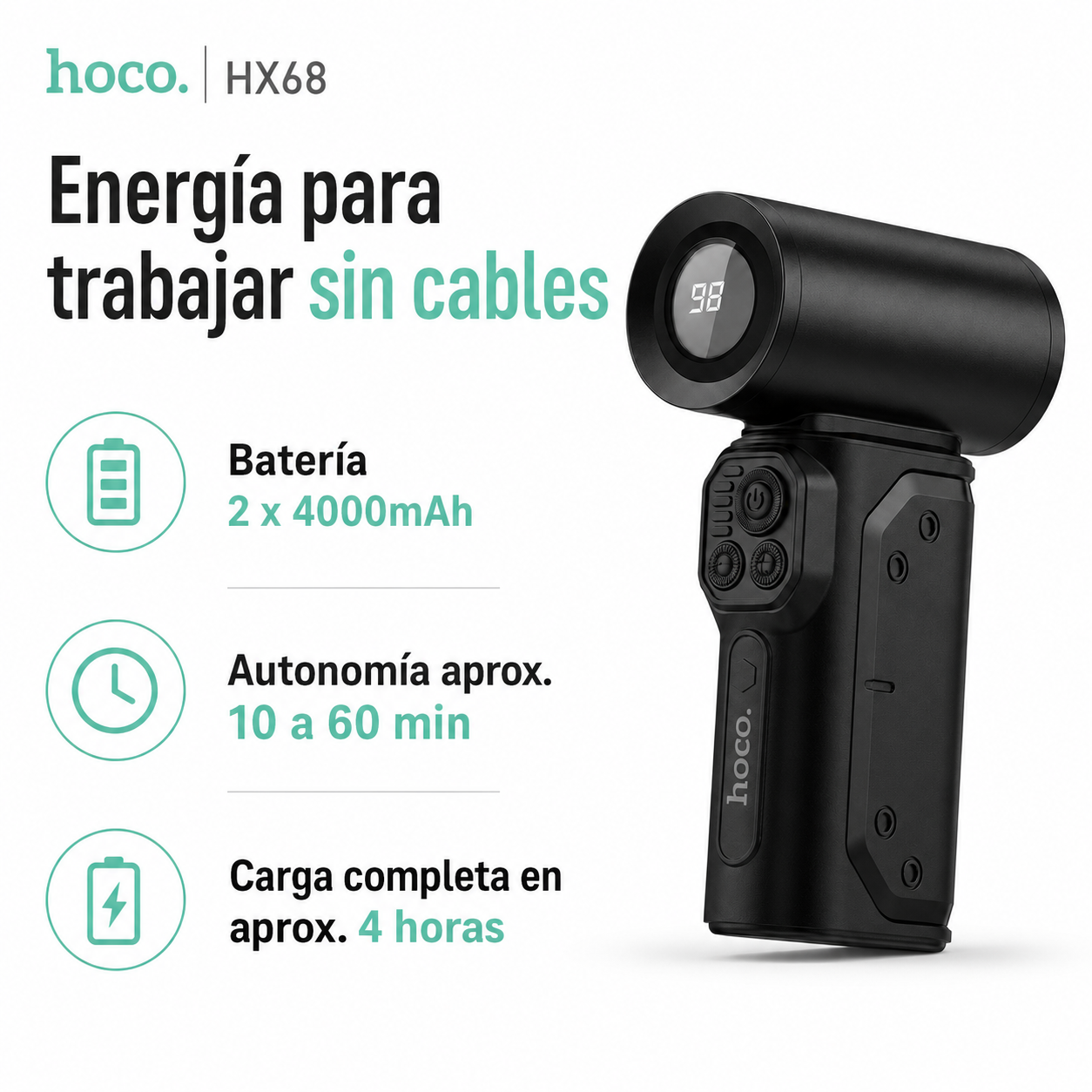 Soplador Aire Port til Hoco HX68 130000 Rpm Inal mbrico-5